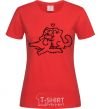 Women's T-shirt Love cat red фото