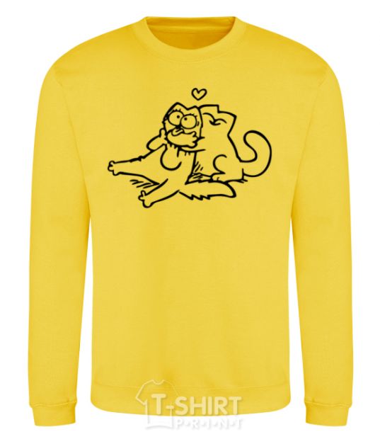 Sweatshirt Love cat yellow фото