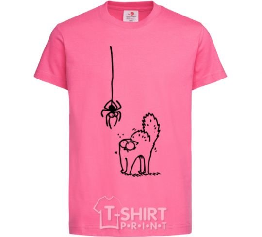 Kids T-shirt Spider and cat heliconia фото