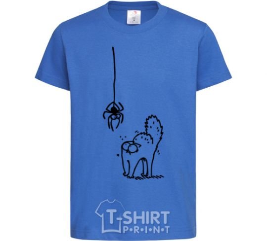 Kids T-shirt Spider and cat royal-blue фото