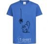 Kids T-shirt Spider and cat royal-blue фото