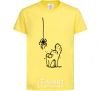 Kids T-shirt Spider and cat cornsilk фото