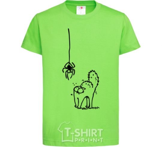 Kids T-shirt Spider and cat orchid-green фото