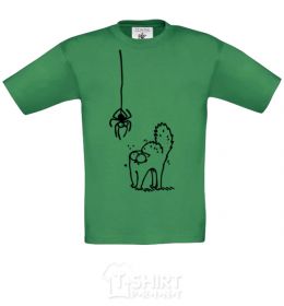 Kids T-shirt Spider and cat orchid-green фото