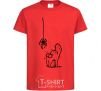 Kids T-shirt Spider and cat red фото