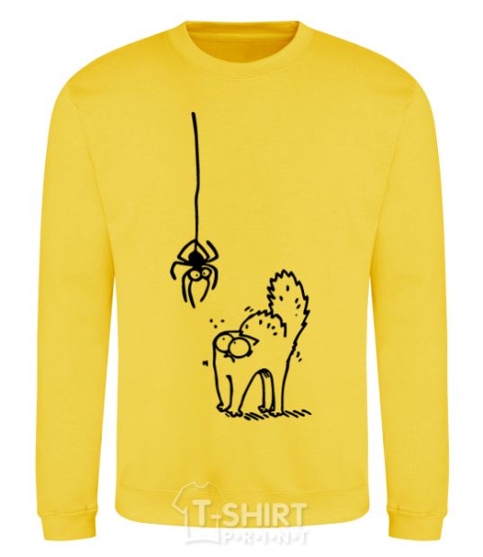 Sweatshirt Spider and cat yellow фото