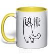 Mug with a colored handle Simon's cat oops yellow фото