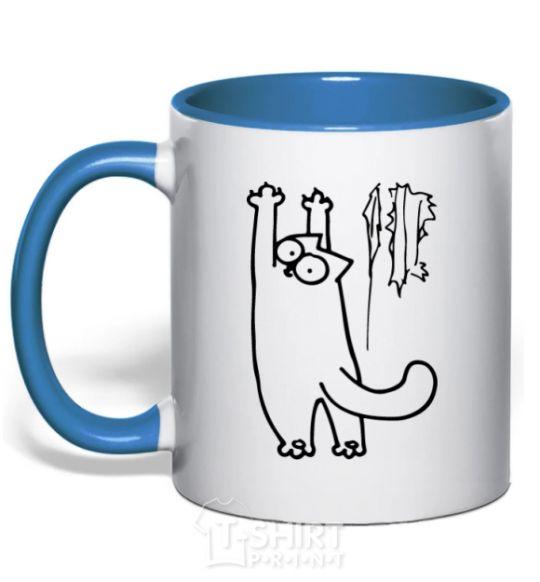 Mug with a colored handle Simon's cat oops royal-blue фото