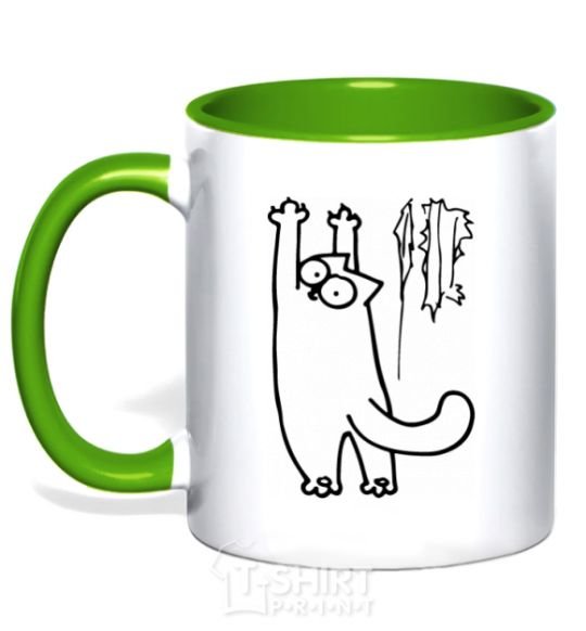 Mug with a colored handle Simon's cat oops kelly-green фото