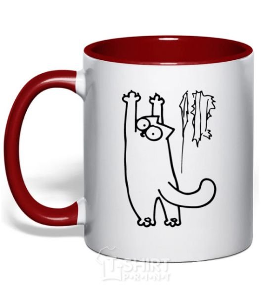 Mug with a colored handle Simon's cat oops red фото