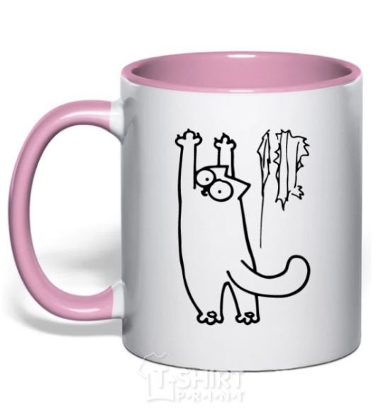 Mug with a colored handle Simon's cat oops light-pink фото