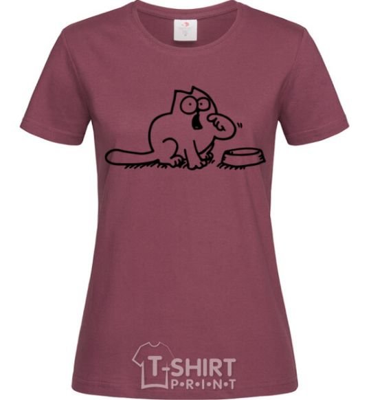 Женская футболка Simon's cat hangry Бордовый фото