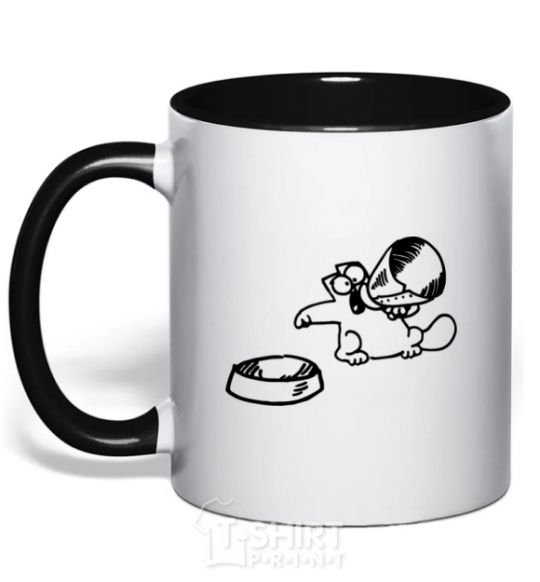 Mug with a colored handle Hungry black фото