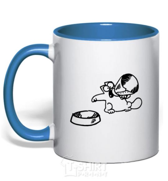 Mug with a colored handle Hungry royal-blue фото