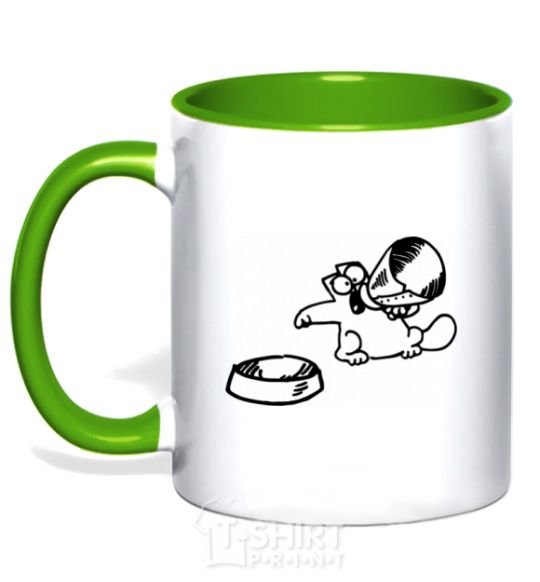 Mug with a colored handle Hungry kelly-green фото