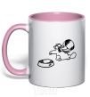 Mug with a colored handle Hungry light-pink фото