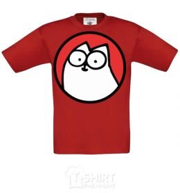 Kids T-shirt Cat portret red фото