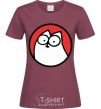 Women's T-shirt Cat portret burgundy фото