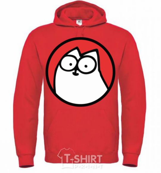 Men`s hoodie Cat portret bright-red фото