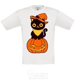 Kids T-shirt halloween cat White фото