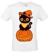 Мужская футболка halloween cat Белый фото