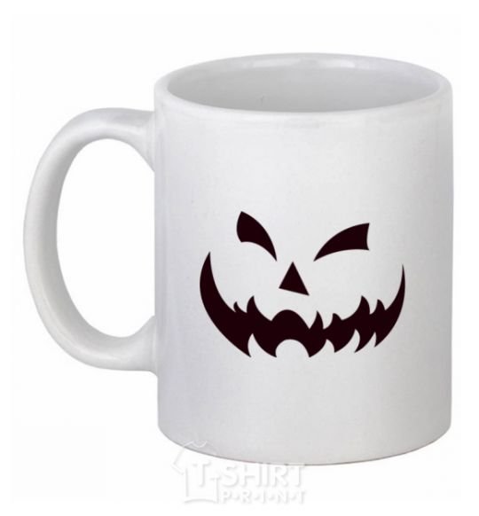 Ceramic mug halloween smile White фото