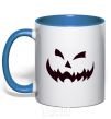 Mug with a colored handle halloween smile royal-blue фото
