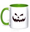 Mug with a colored handle halloween smile kelly-green фото