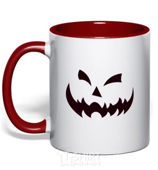 Mug with a colored handle halloween smile red фото