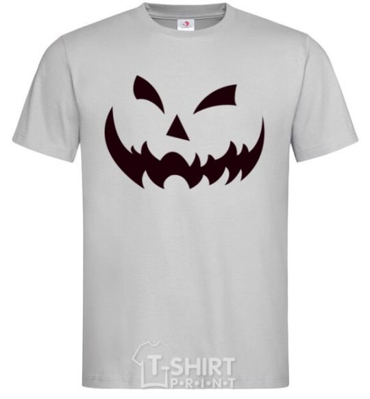 Men's T-Shirt halloween smile grey фото