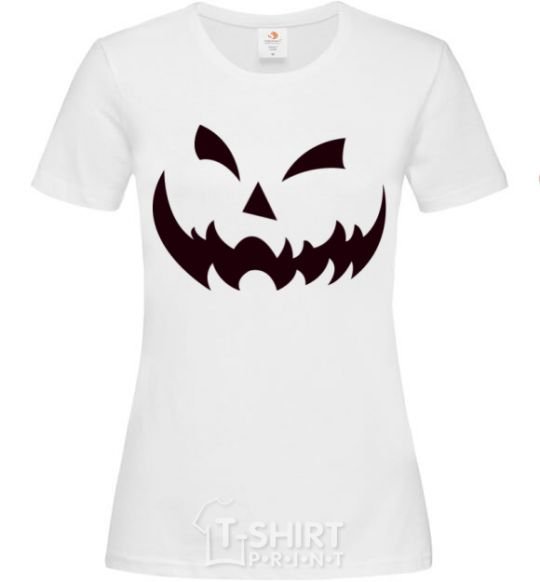 Women's T-shirt halloween smile White фото
