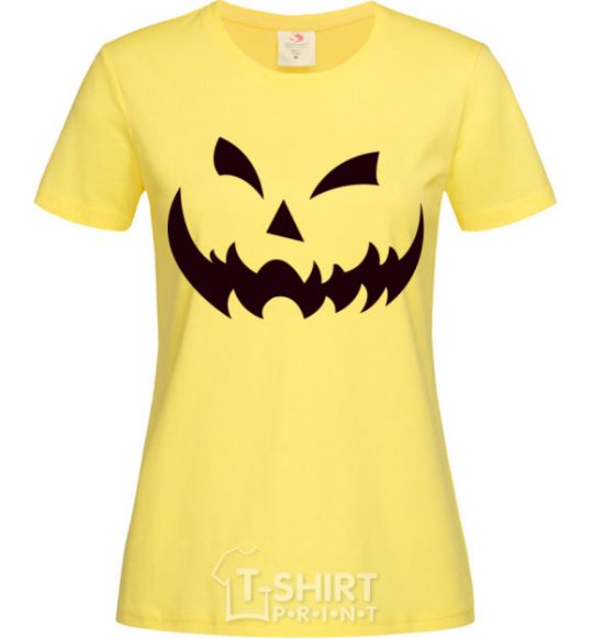 Women's T-shirt halloween smile cornsilk фото