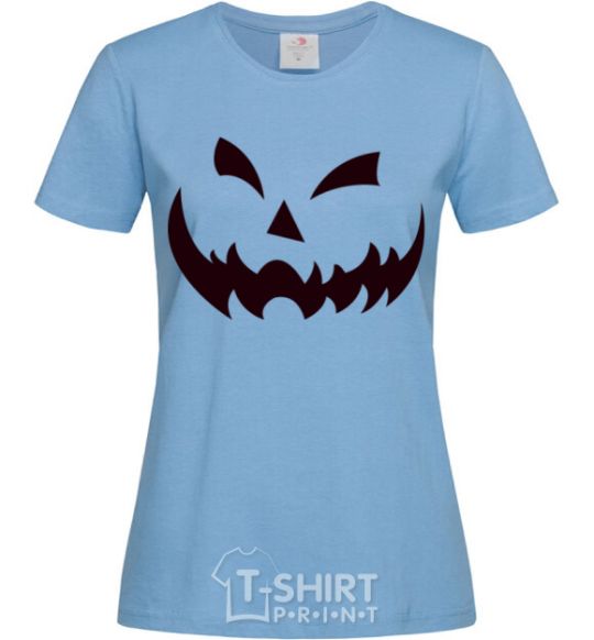 Women's T-shirt halloween smile sky-blue фото