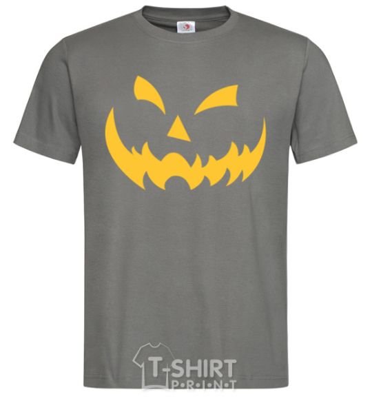 Men's T-Shirt halloween smile dark-grey фото