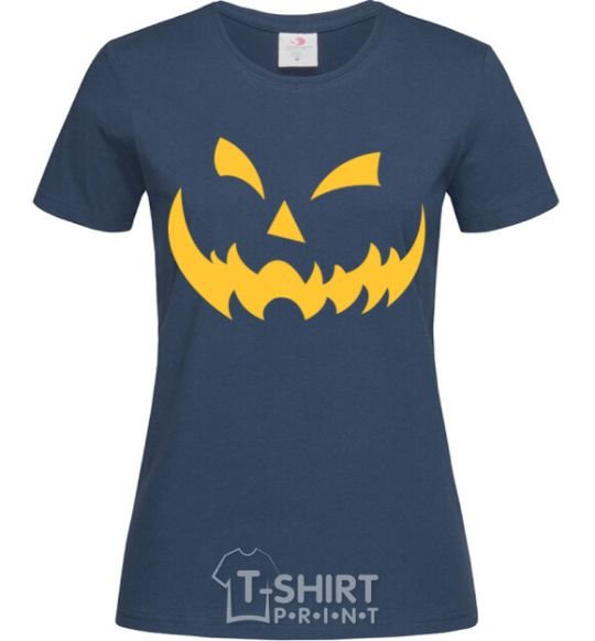 Women's T-shirt halloween smile navy-blue фото