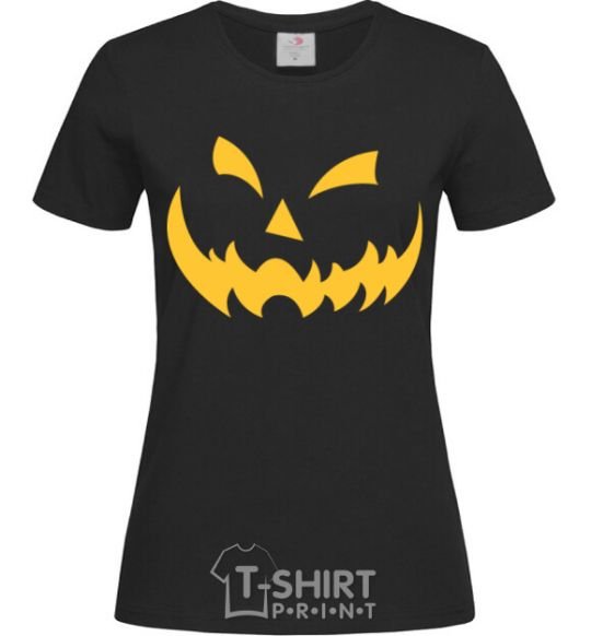 Women's T-shirt halloween smile black фото