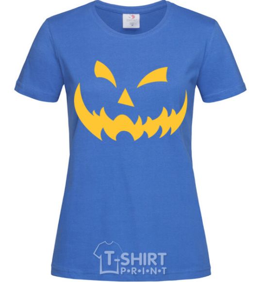 Women's T-shirt halloween smile royal-blue фото