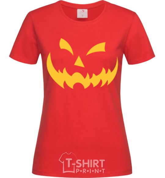 Women's T-shirt halloween smile red фото
