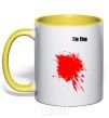 Mug with a colored handle i'm fine yellow фото