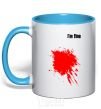 Mug with a colored handle i'm fine sky-blue фото