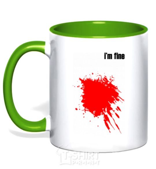 Mug with a colored handle i'm fine kelly-green фото