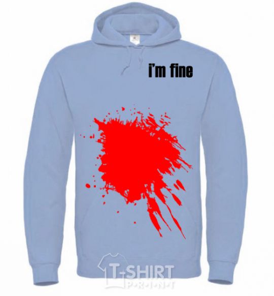 Men`s hoodie i'm fine sky-blue фото