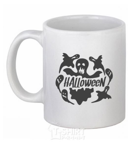 Ceramic mug Halloween ghosts White фото