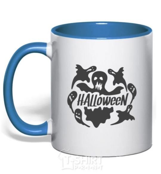 Чашка с цветной ручкой Halloween ghosts Ярко-синий фото