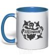 Mug with a colored handle Halloween ghosts royal-blue фото