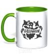 Mug with a colored handle Halloween ghosts kelly-green фото