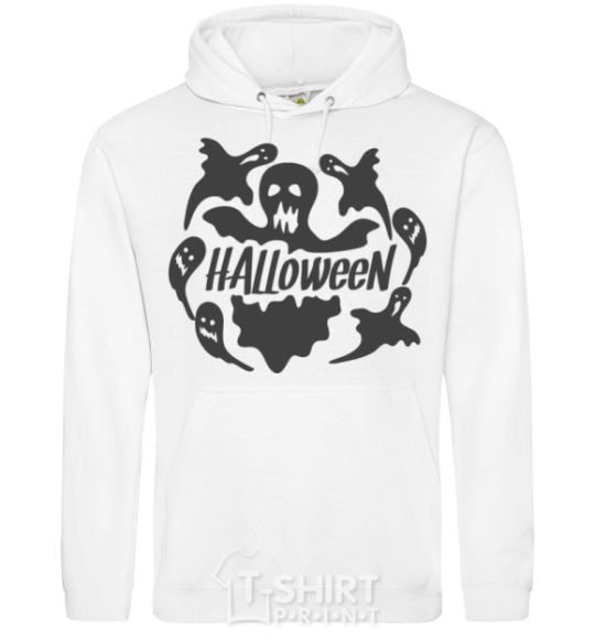 Men`s hoodie Halloween ghosts White фото