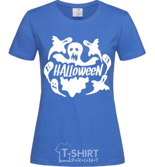 Women's T-shirt Halloween ghosts royal-blue фото