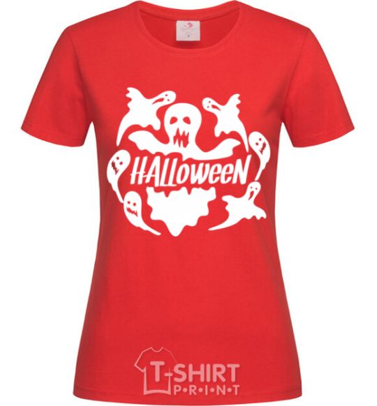 Women's T-shirt Halloween ghosts red фото