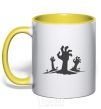 Mug with a colored handle Horrible hands yellow фото